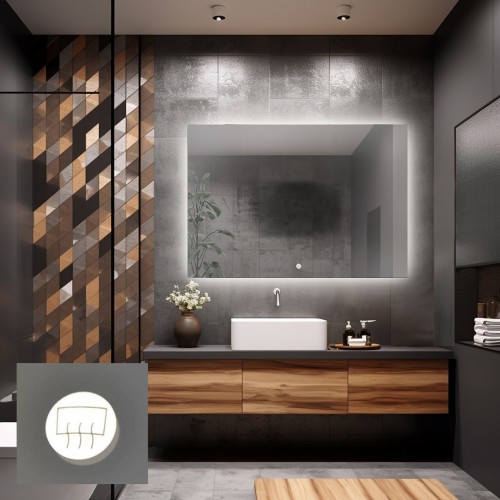 Rechteckiger Badezimmerspiegel mit Antibeschlagheizmatte...