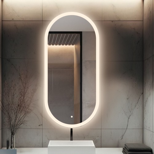 Ovales Badezimmerspiegel mit Schalter - ROMI LED PREMIUM