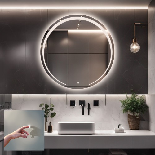 Badezimmerspiegel rund mit Schalter - NELA LED PREMIUM 2