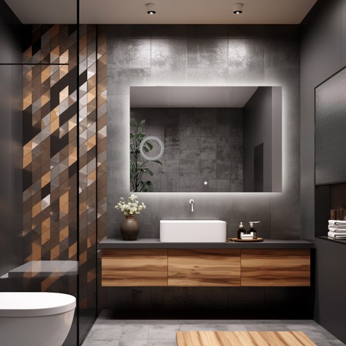 Badezimmerspiegel rechteckig mit Zoomspiegel und Schalter... 2