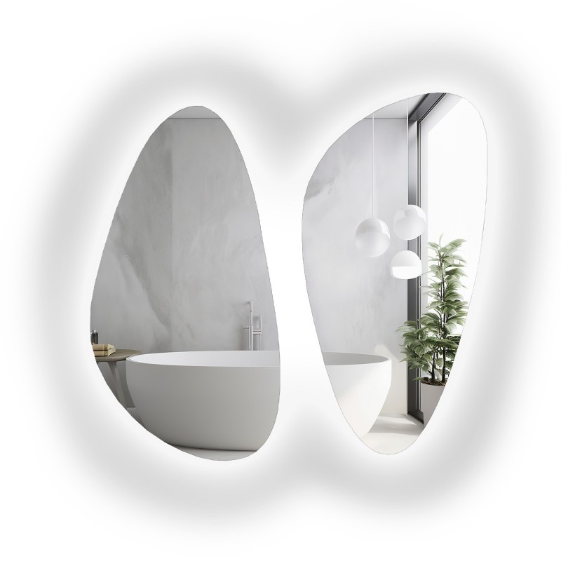 Set aus zwei Spiegeln in unregelmäßiger Form mit Beleuchtung - SELENIT LED