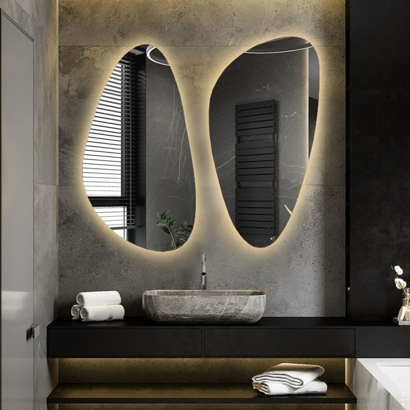 Set aus zwei Spiegeln in unregelmäßiger Form mit Beleuchtung - SELENIT LED
