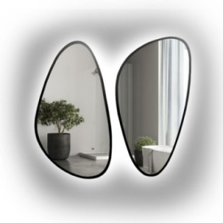 Set aus zwei unregelmäßigen Spiegeln im Rahmen mit Beleuchtung - SELENIT LED IM RAHMEN