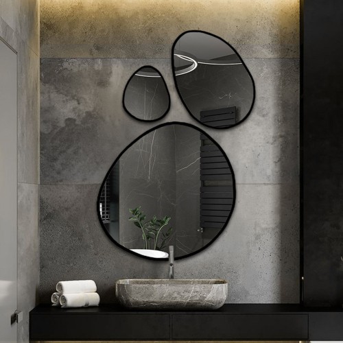 Satz von drei organischen Spiegeln im Rahmen - OPALIT IM...