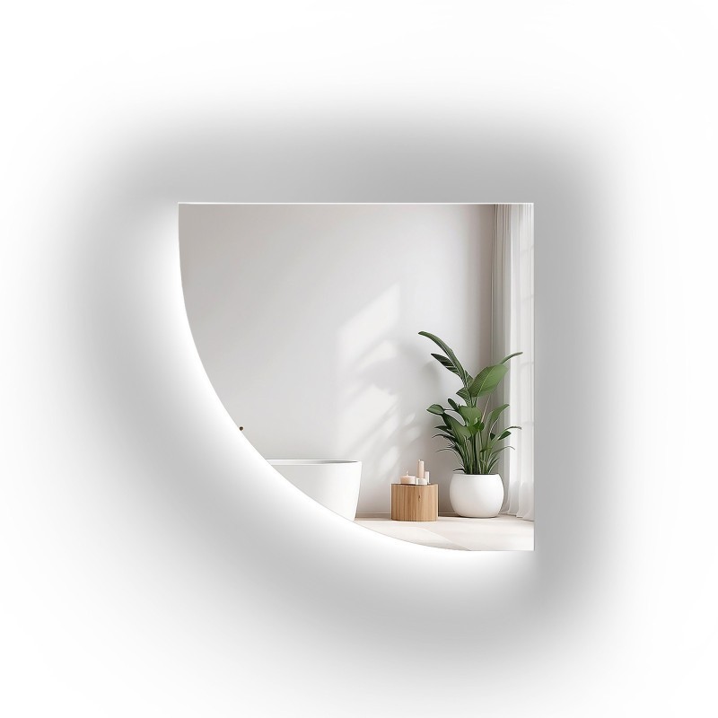 Badezimmerspiegel Viertelkreis mit Hintergrundbeleuchtung LED