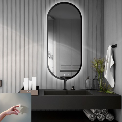 Ovales Spiegel im Rahmen mit Schalter - OSKAR LED PREMIUM