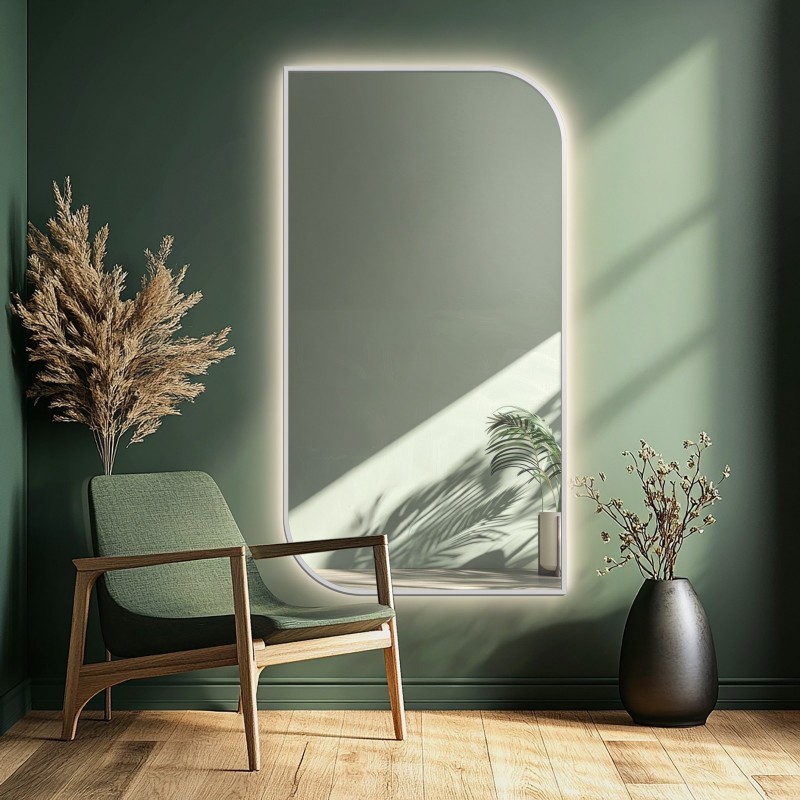 Spiegel mit Hintergrundbeleuchtung, Rahmen in Schwarz MDF SLIM - TRÄNE LED - Rahmenfarbe nach Wahl
