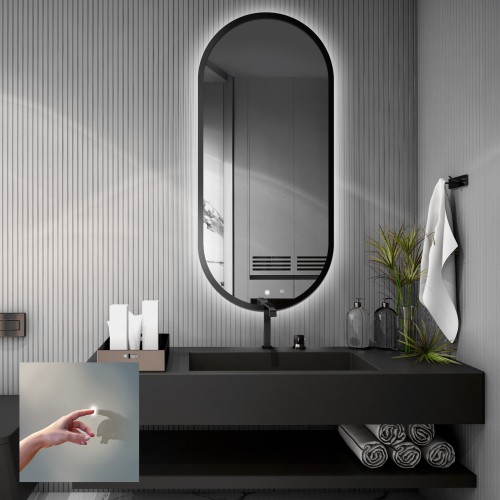 Ovales Spiegel im Rahmen mit Schalter - OSKAR LED PREMIUM 2