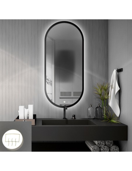 Ovales Spiegel im Rahmen mit Antibeschlagmatte - OSKAR LED PREMIUM