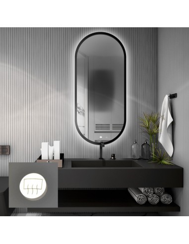 Ovales Spiegel im Rahmen mit Antibeschlagmatte...