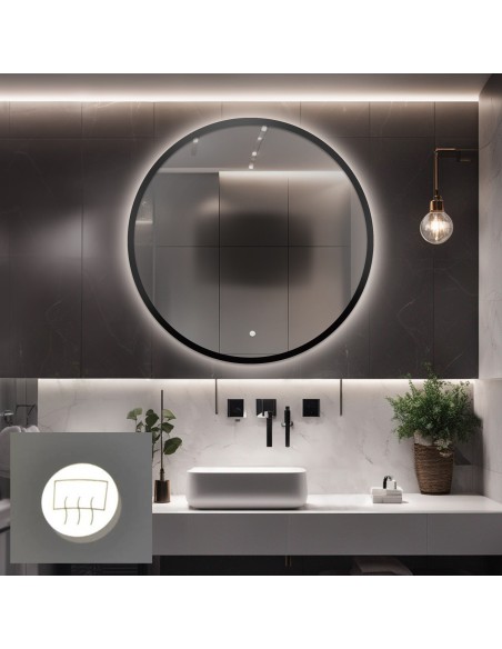 Badezimmerspiegel rund im Rahmen mit Antibeschlagmatte - OTTO LED PREMIUM