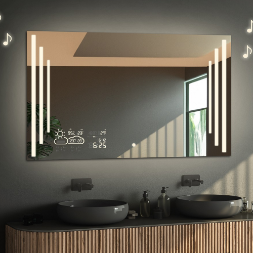 Rechteckiger Badezimmerspiegel mit Wi-Fi-Wetterstation,... 2