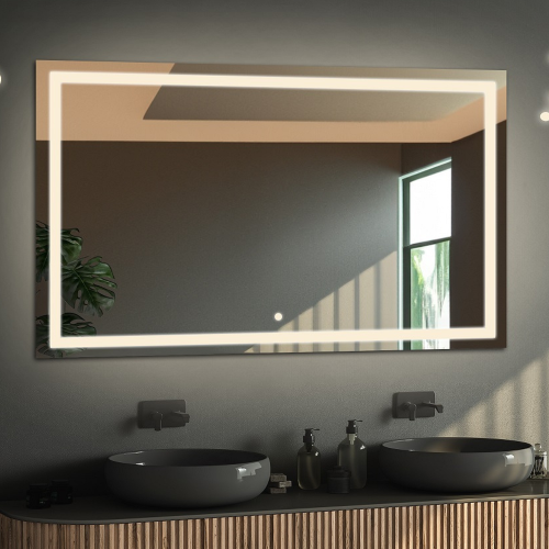 Rechteckiger Badezimmerspiegel mit Bluetooth-Lautsprecher...