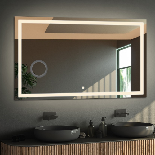 Rechteckiger Badezimmerspiegel mit Zoomspiegel und...