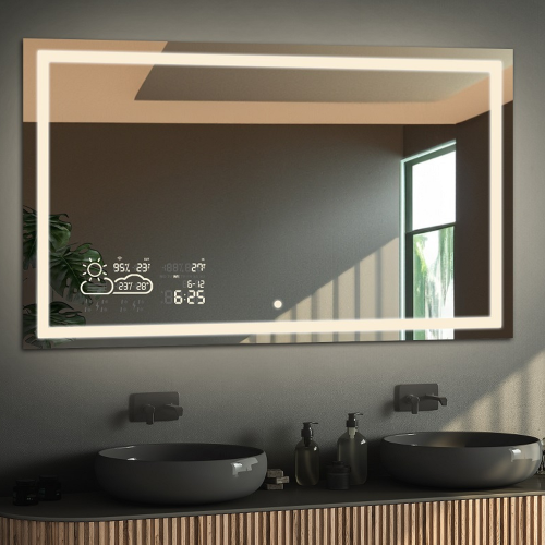 Rechteckiger Badezimmerspiegel mit Wi-Fi-Wetterstation...