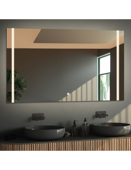 Rechteckiger Badezimmerspiegel mit Bluetooth-Lautsprecher und Schalter - FLAWIA LED PREMIUM