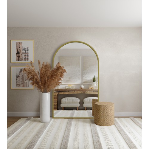 Halbovaler Spiegel in goldfarbenem Rahmen MDF SLIM - DOMI... 2