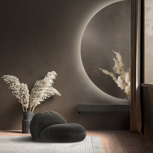 Badezimmerspiegel mit Hintergrundbeleuchtung, Halbkreis -...