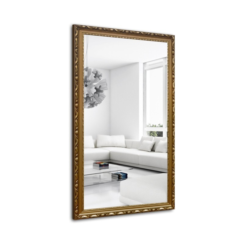 Spiegel mit Holzrahmen mit goldfarbener Ornamentik - 5004003