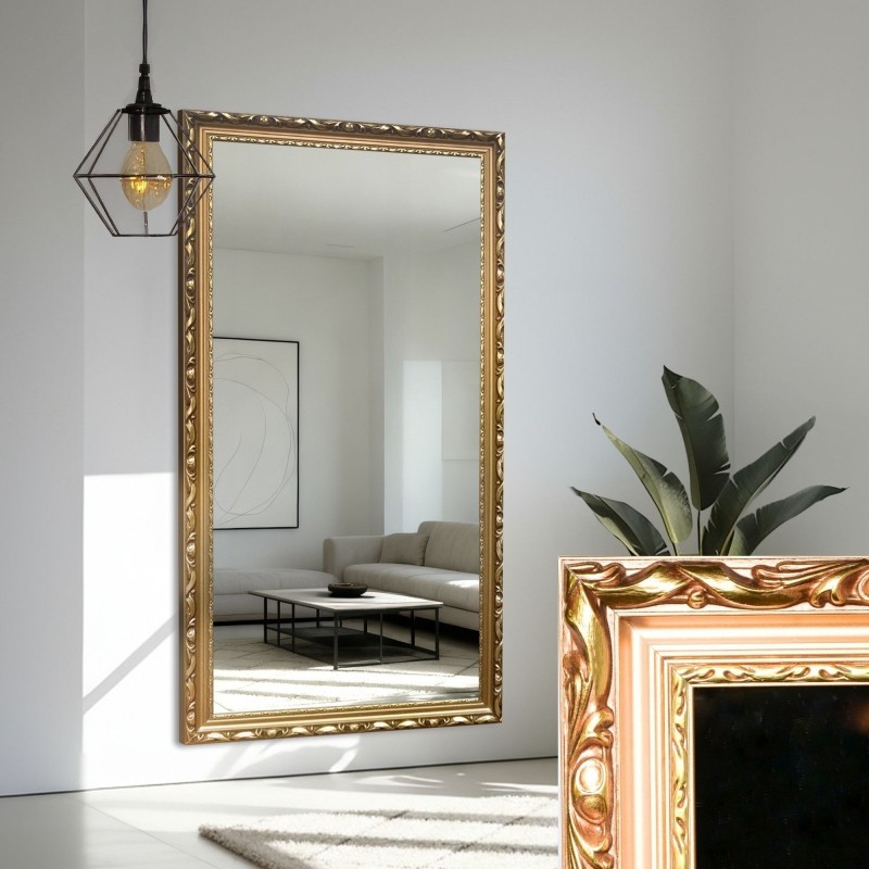 Spiegel mit Holzrahmen mit goldfarbener Ornamentik - 5004003