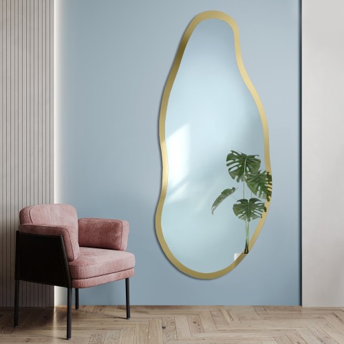 Unregelmäßiger Spiegel mit goldglänzendem Rahmen - BARYT...