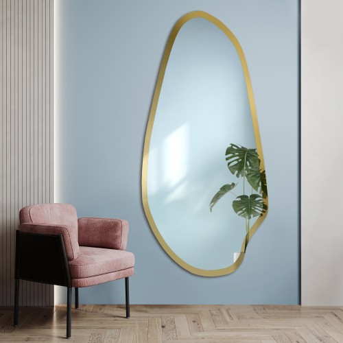 Unregelmäßiger Spiegel in goldglänzendem Rahmen - JASPIS...