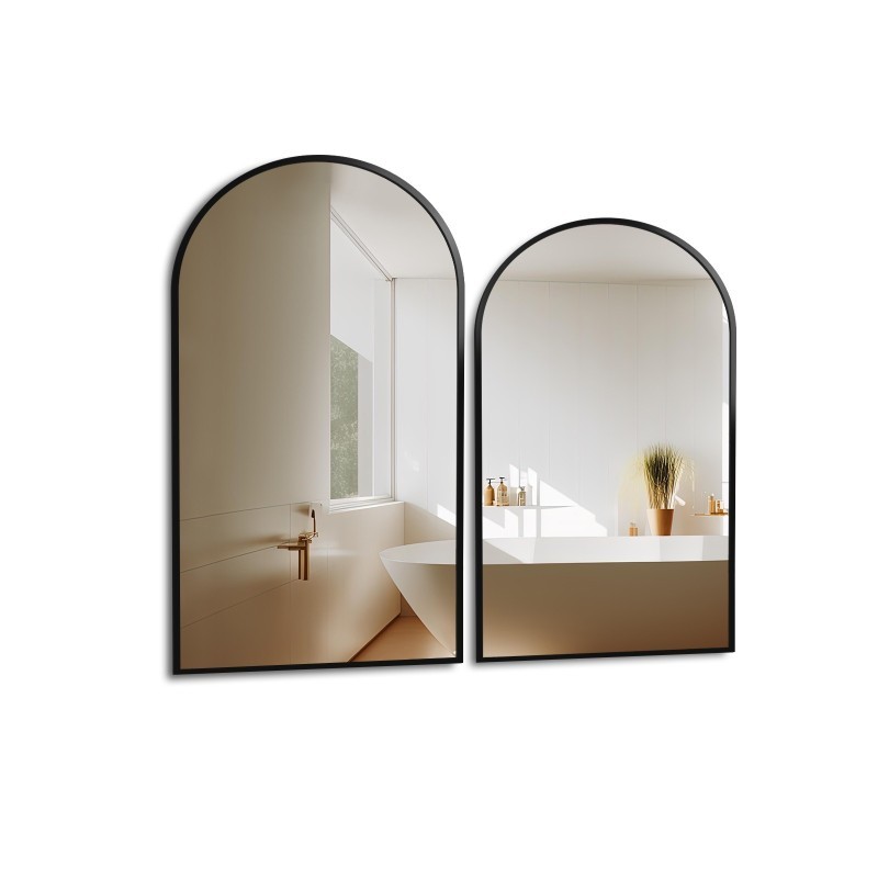 Satz mit zwei halbovalen Spiegeln in schwarzem MDF-Rahmen - SET DOMI II IM RAHMEN