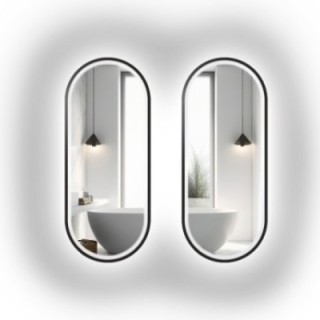 Satz ovale Spiegel in Mdf-Rahmen mit Beleuchtung - SET VON OSKAR LED II