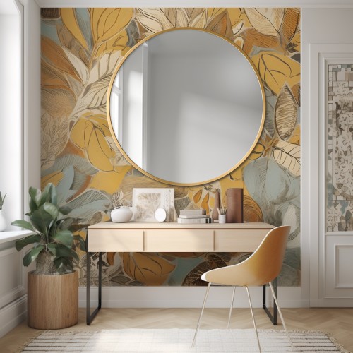 Runder Spiegel mit goldenem MDF-Rahmen SLIM - OTYLIA -...