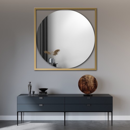 Rundspiegel mit goldfarbenem Rahmen - RENA - Rahmenfarbe...