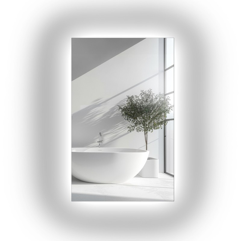 Rechteckiger Badezimmerspiegel mit Hintergrundbeleuchtung - AGIS LED