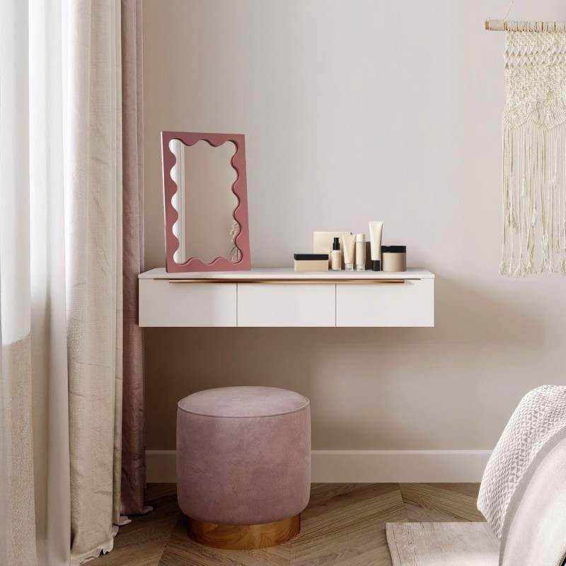 Kosmetikspiegel in rosa MDF-Rahmen – BLOBS PRISM PETITE