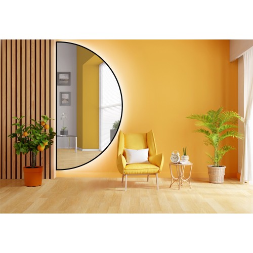 Spiegel mit Hintergrundbeleuchtung, Halbkreis, Rahmen... 2