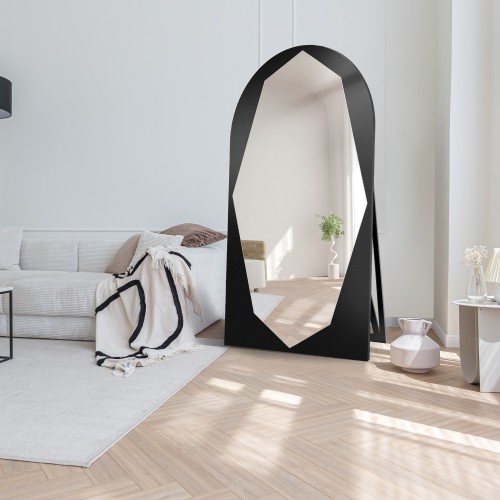 Organischer Standspiegel in Halboval mit MDF-Rahmen -...