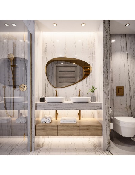 Spiegel in organischer Form zweifarbige Spiegeltafel - KALCYT