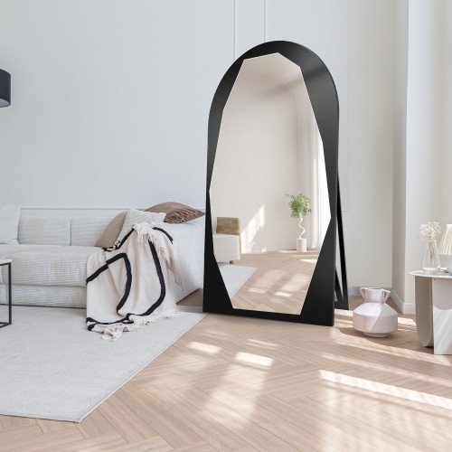 Organischer Standspiegel in Halboval mit MDF-Rahmen -...