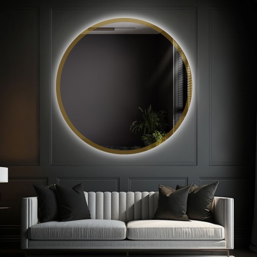 Runder Spiegel im goldglänzenden Rahmen mit Beleuchtung -... 2