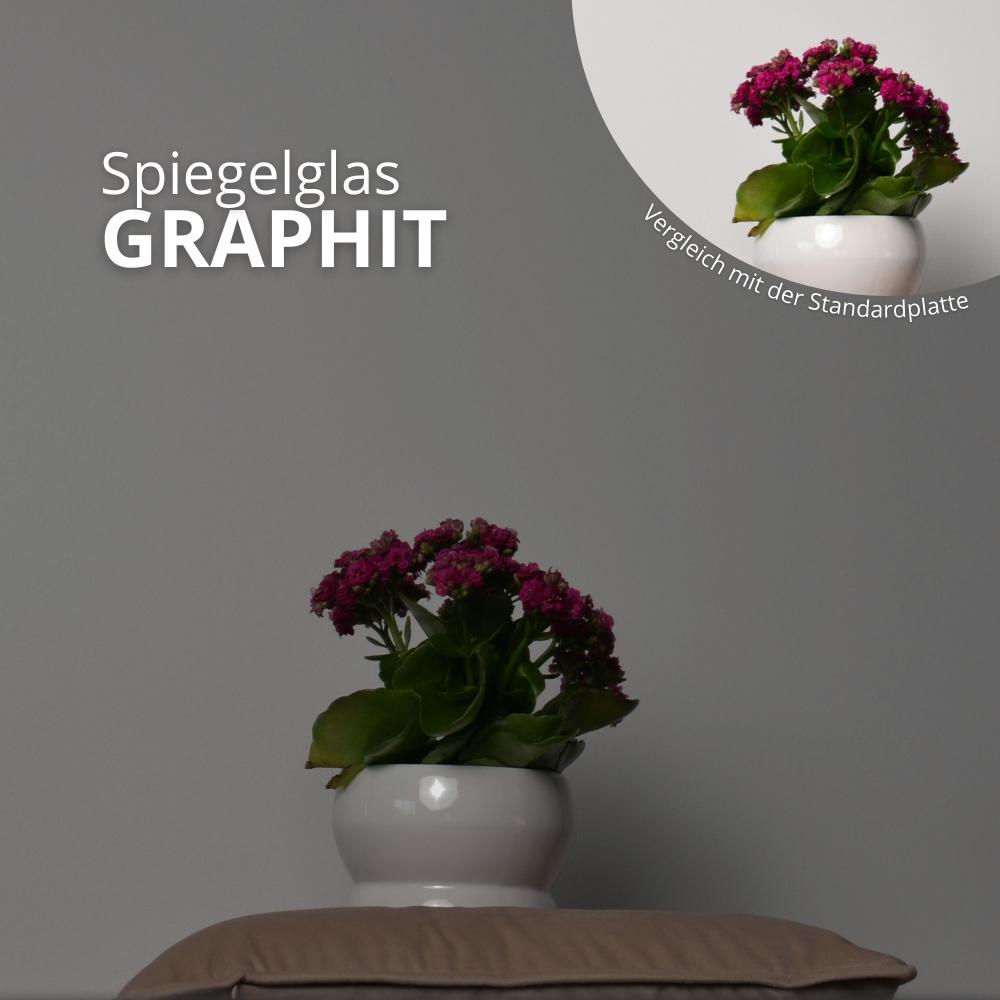 Graphitfarbene Spiegelglas