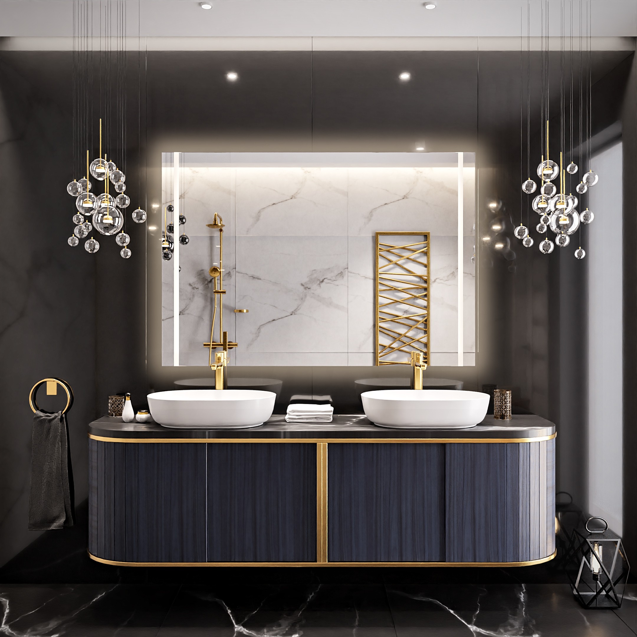 Dieser elegante rechteckige Spiegel mit integrierter LED-Beleuchtung bietet eine gleichm&auml;&szlig;ige Ausleuchtung und ist ideal f&uuml;r moderne Badezimmer. Die energieeffiziente LED-Technologie sorgt f&uuml;r optimale Sicht beim Schminken oder Rasieren und schafft eine angenehme Atmosph&auml;re.